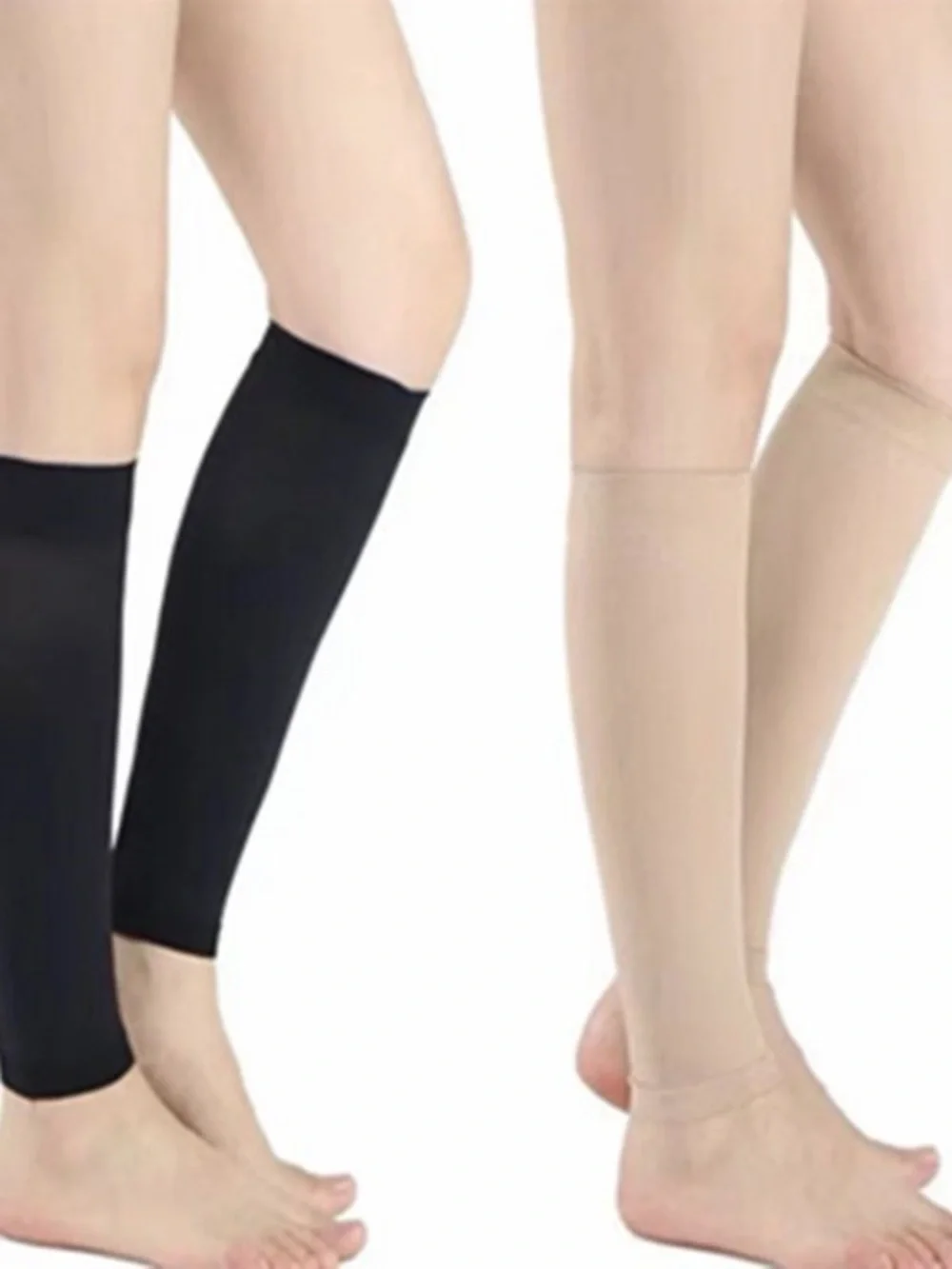 Three pairs Men's Athletic Beige Calf Sleeves - Lightweight Support